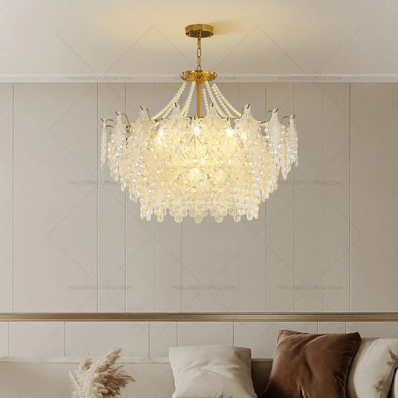 Afralia™ Luxury Cream Wind Crystal Chandelier: High-End Living Room, Dining Room, Bedroom Light