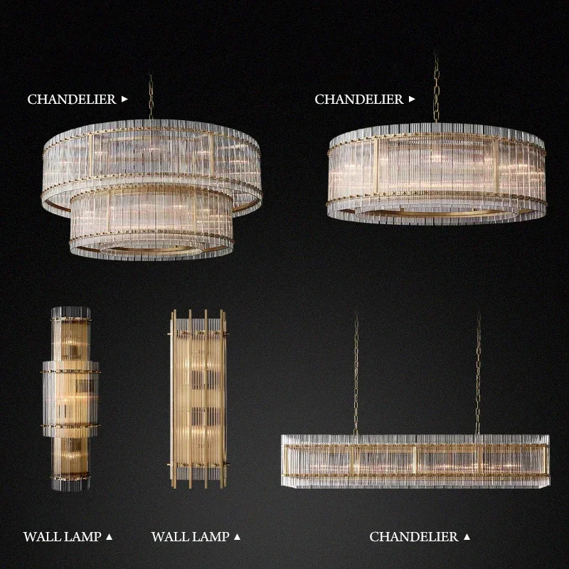 Afralia™ Gold Double Layer Ring Crystal Pendant Light for Bedroom Dining Living Room