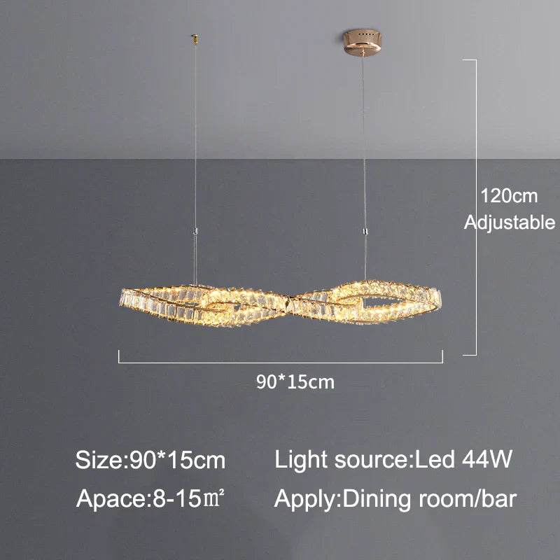 Afralia™ Double Wave Crystal Chandelier - Modern LED Dining Room Lighting