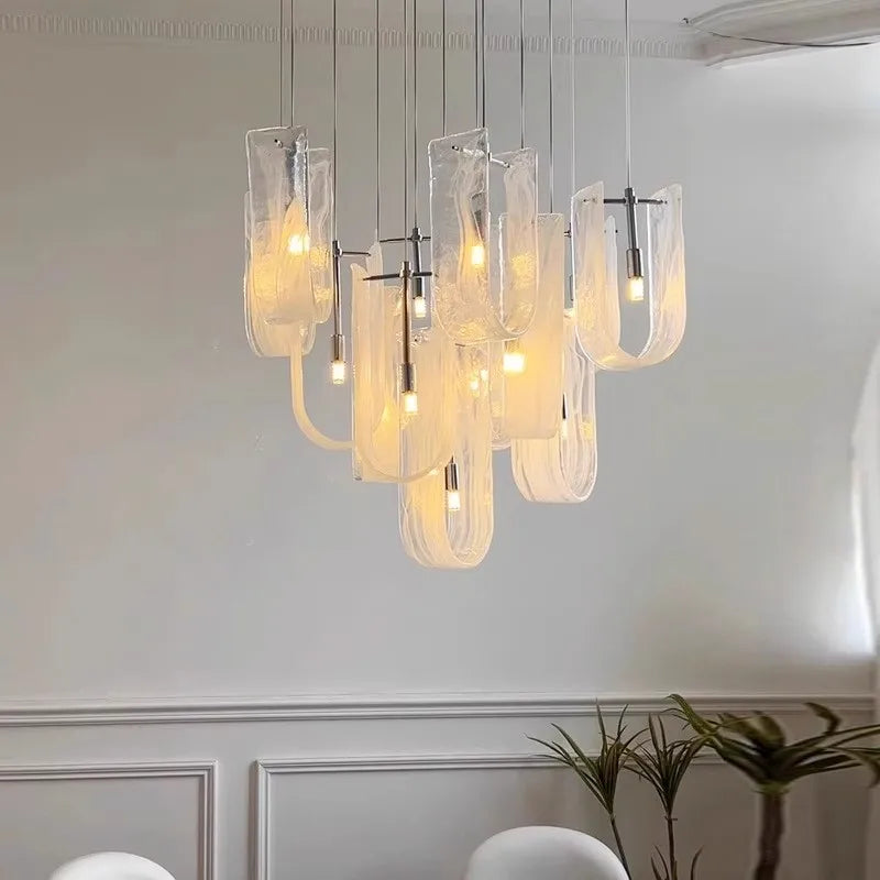 Afralia™ Postmodern Glass Chandelier Luxury Pendent Lamp for Living Room, Dining Room, Staircase