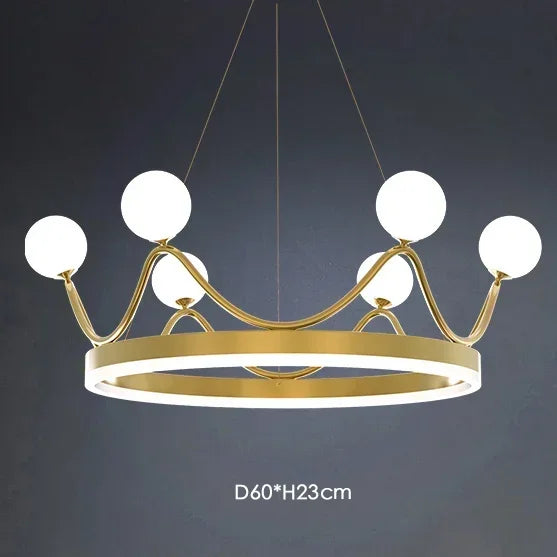 Afralia™ Glass Crown Chandelier Pendant Light for Bedroom Ceiling, Modern Suspension Lamp
