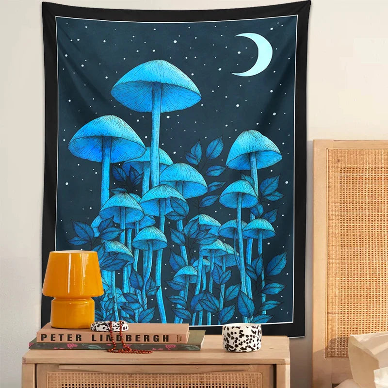 Moon Mushroom Afralia™ Tapestry Psychedelic Forest Wall Tapestries - Bohemian Room Decor