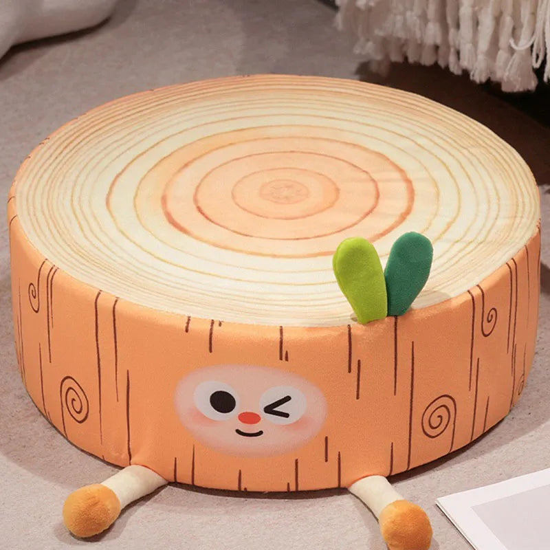 Afralia™ Cartoon Tree Stump Cushion for Bedroom, Sofa & Balcony Decoration