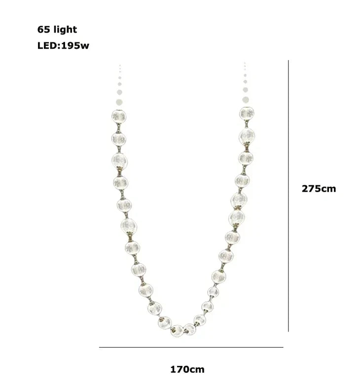 Afralia™ Pearl Necklace LED Pendant Light for 6m Staircase