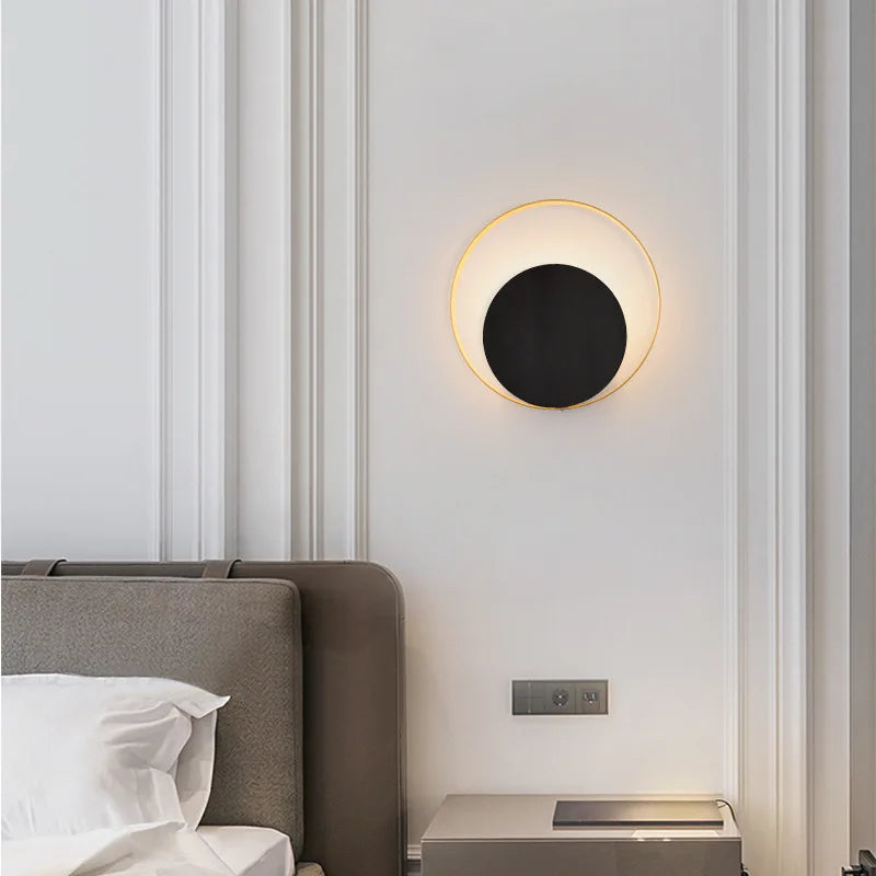 Afralia™ Round LED Wall Lamp for Bedroom Living Room Decor