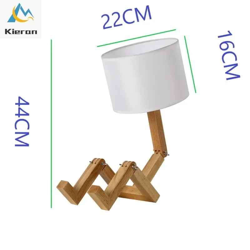 Afralia™ Solid Wood Doll LED Table Lamp for Bedroom Study Living Room