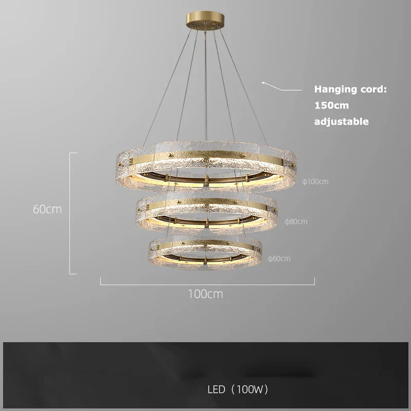 Afralia™ Nordic Glass Gold LED Chandelier, Dimmable Decorative Ceiling Fixture