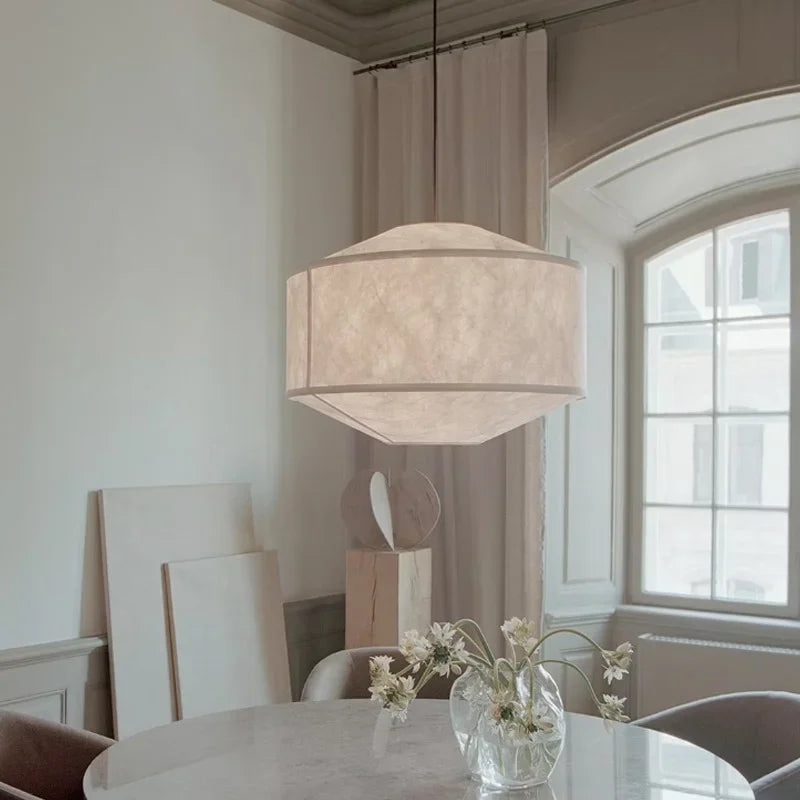 Afralia™ Wabi Sabi Fabric Chandelier Drum Pendant Light for Bedroom Living Room