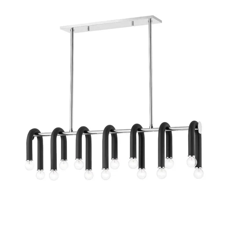 Afralia™ LED Gold Black U-shaped Tube Chandelier for Living Room Luxe Decor