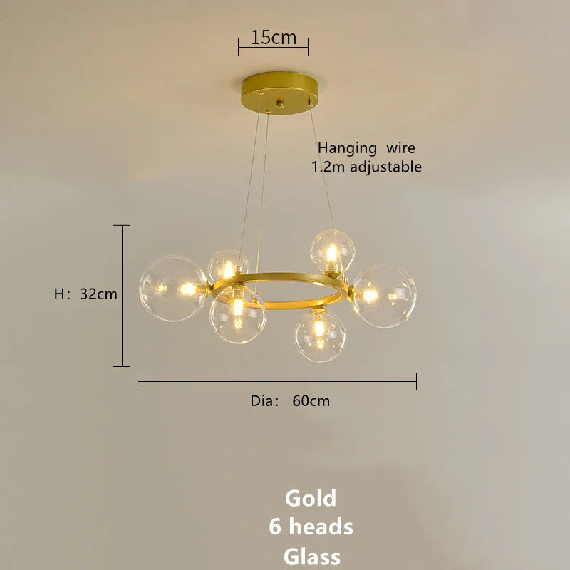 Afralia™ Magic Beans Glass Ball LED Ceiling Chandelier for Home Decor Lighting