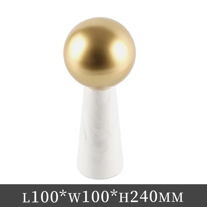 Afralia™ Golden Ball Marble Cone Metal Spherical Ornaments