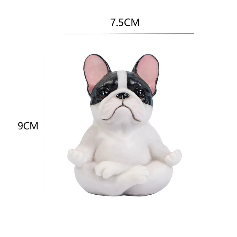 Afralia™ Bulldog Resin Statue Yoga Sculpture Miniature Figurine Home Garden Decor