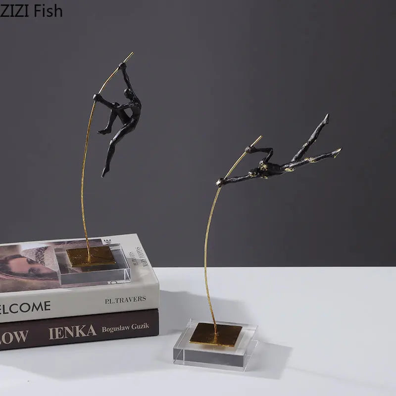 Afralia™ Gymnastic Acrobat Resin Sculpture Ornaments for Living Room Decor
