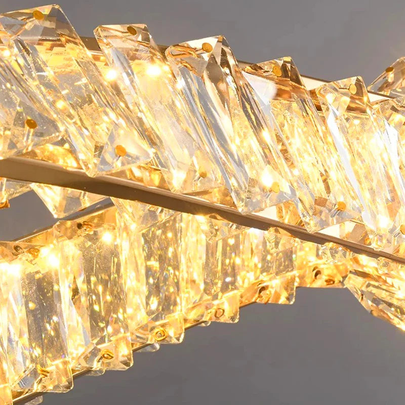 Afralia™ Crystal Chandelier: Modern Hanging Pendant Light Fixture for Dining and Living Room