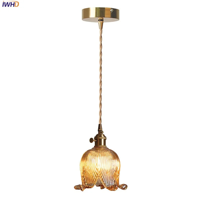Afralia™ Copper Glass LED Pendant Light - Modern Adjustable Hanging Fixture for Home deco