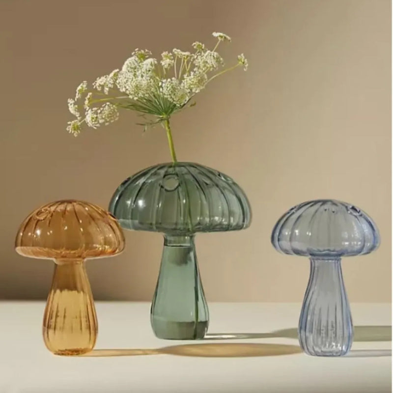 Mushroom Shaped Glass Vase - Modern Table Decoration for Home