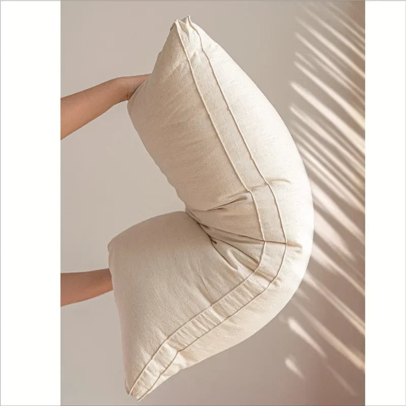 Afralia™ Solid Color Linen Cotton Pillow for Hotel Home - Rectangle Neck Pillows