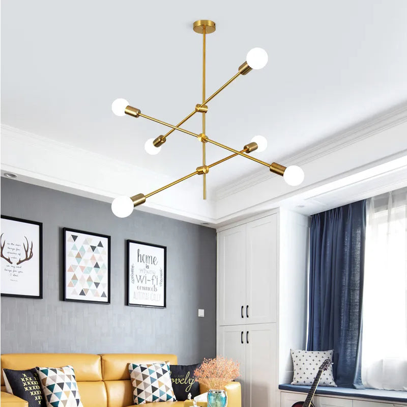 Afralia™ Molecular Brass Chandelier Lights for Living Dining Bedroom- European Pop Style