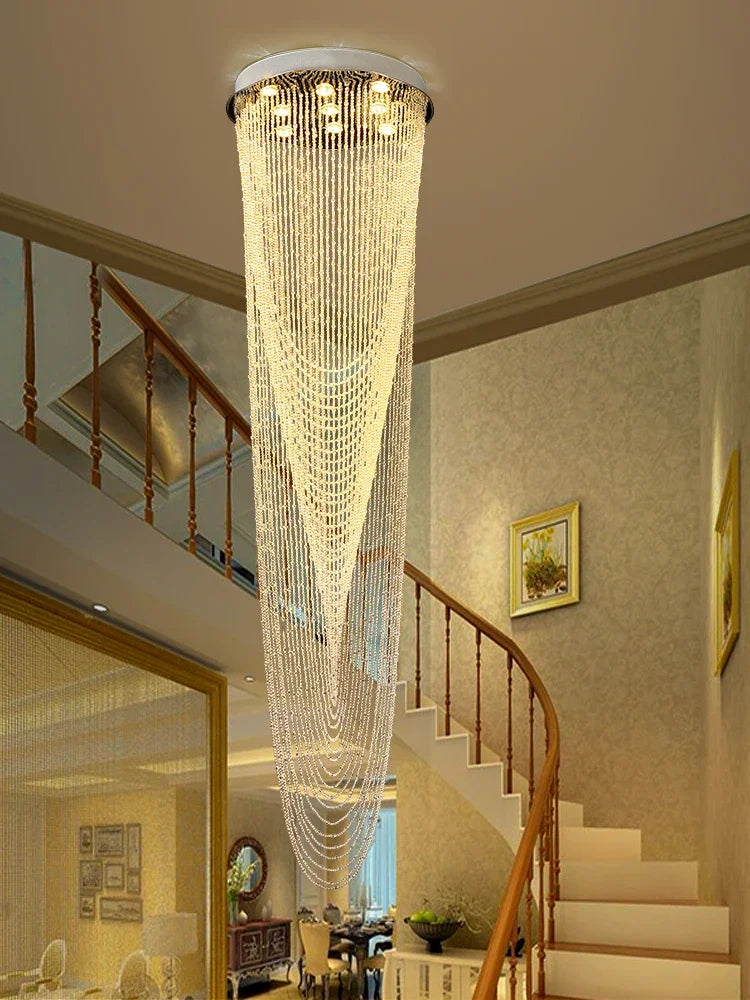 Afralia™ Crystal Rotating Chandelier for Duplex Villa Living Room, Modern Loft Design