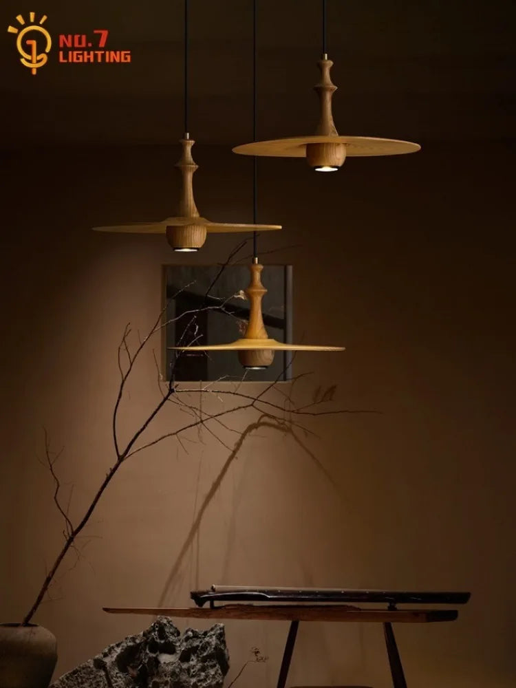 Afralia™ Solid Wood Flying Saucer Pendant Light for Home Decor and Lighting
