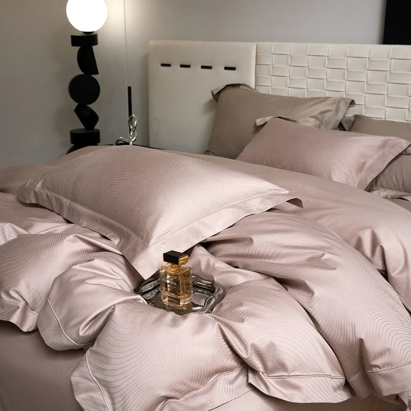 Afralia™ Luxury Jacquard Egyptian Cotton Queen King Bedding Set 4Pcs