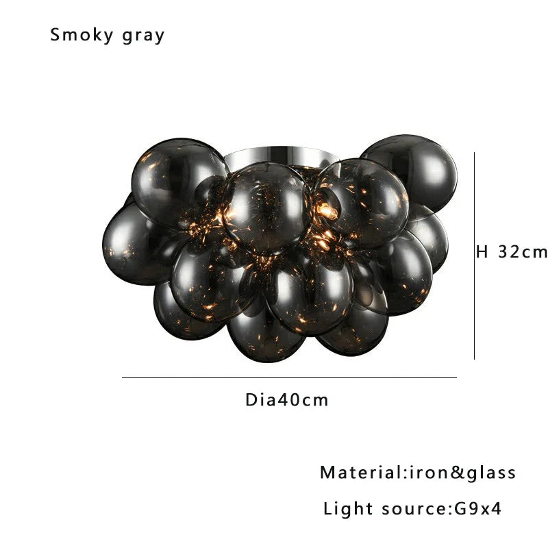 Afralia™ Smoky Gray Grape Glass Chandelier - Modern Dining Room Decor
