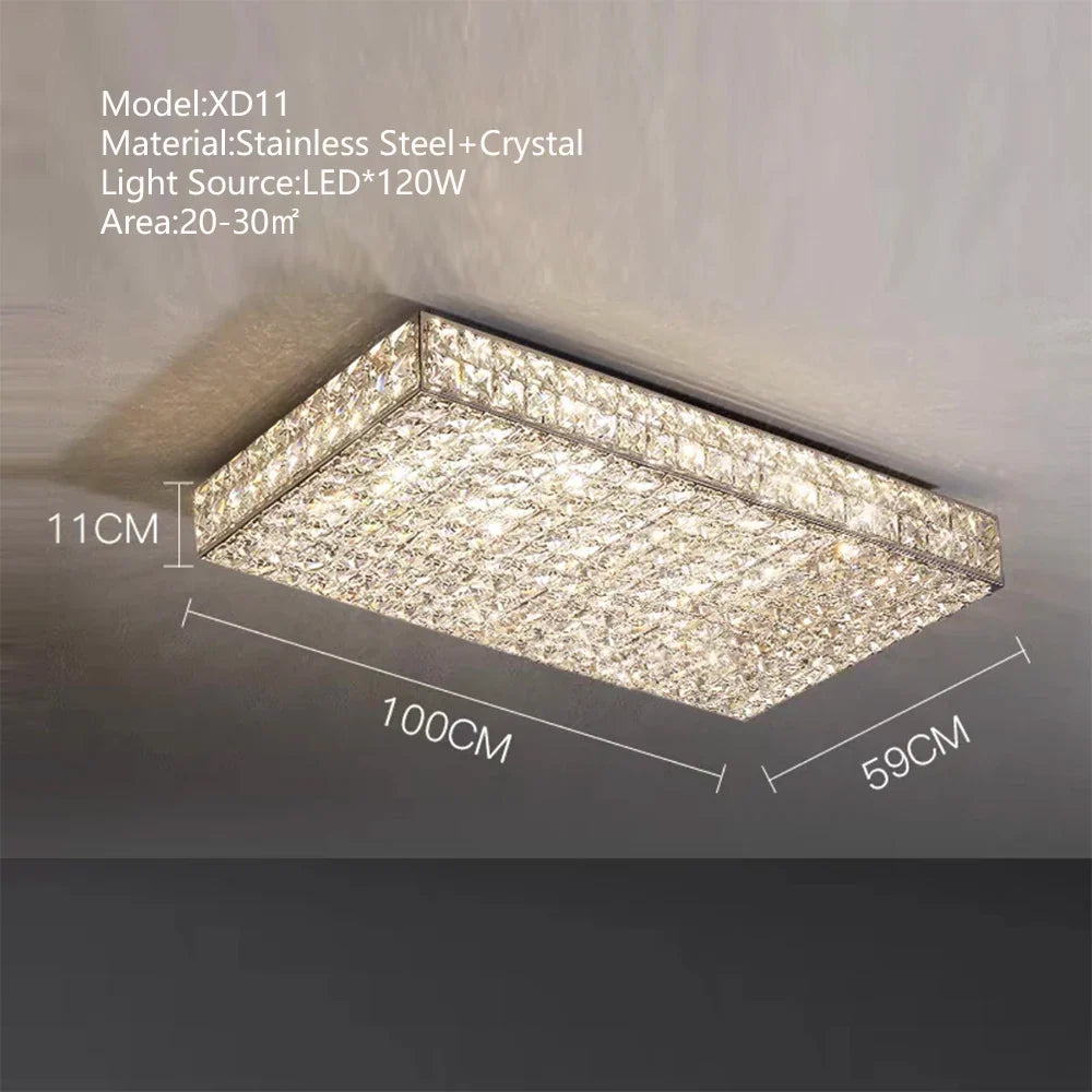 Afralia™ Crystal LED Rectangle Chandelier for Elegant Home Decor