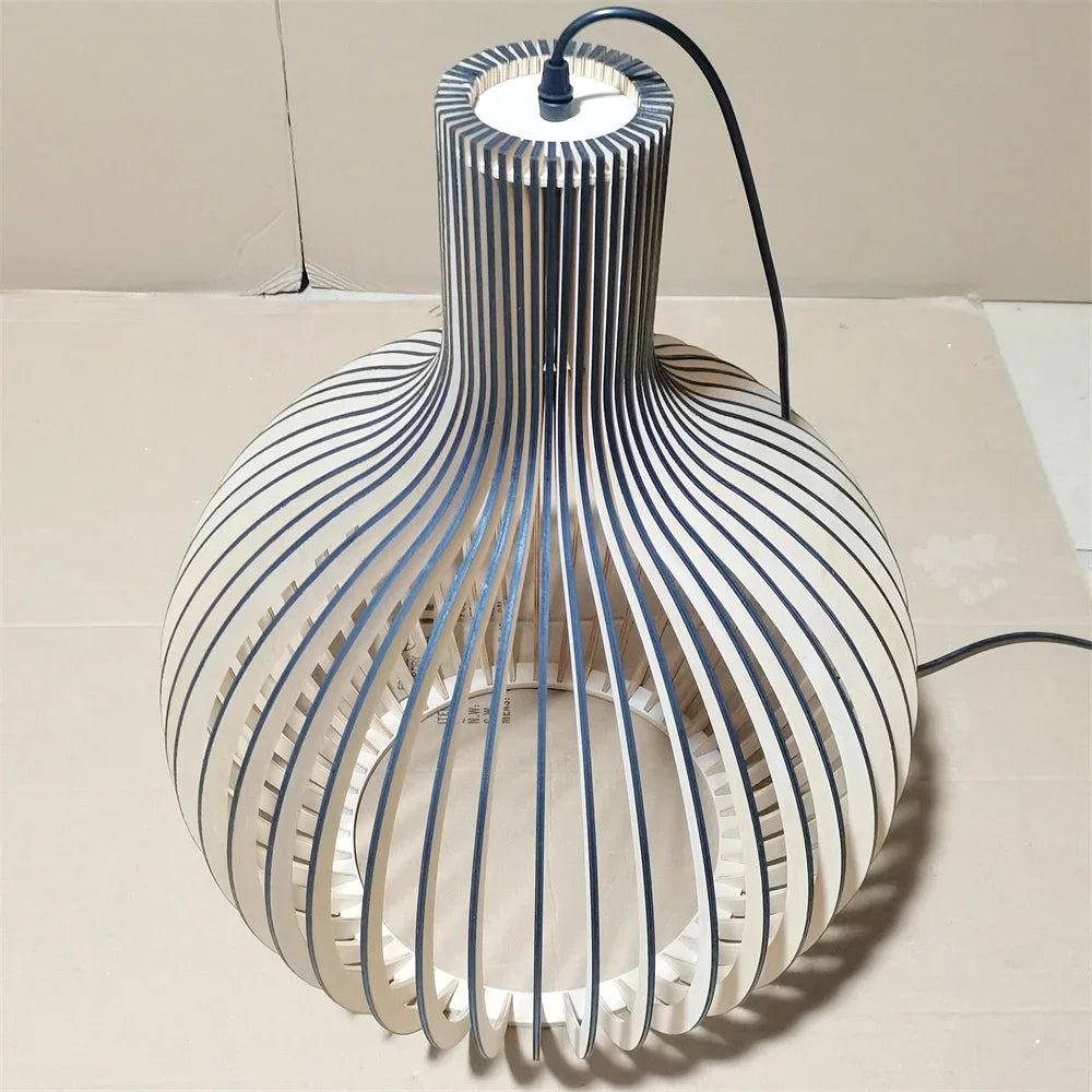 Afralia™ Wood Cage Chandeliers Light Black Bamboo Lamp Country Style Lighting Fixtures