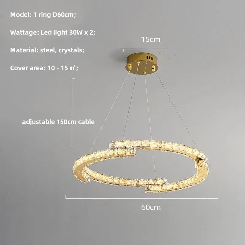 Afralia™ Oval Steel LED Pendant Lights with K9 Crystals