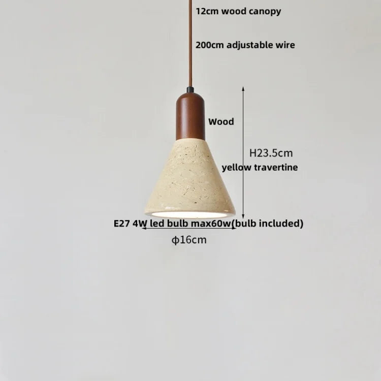 Afralia™ Yellow Travertine LED Pendant Light: Wabi Sabi Dining Room Decor
