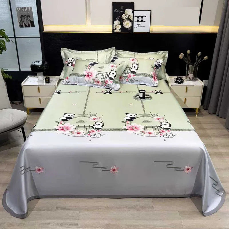 Afralia™ Multicolour Floral Patchwork Satin Bed Cover Set for Smooth Summer Comfort