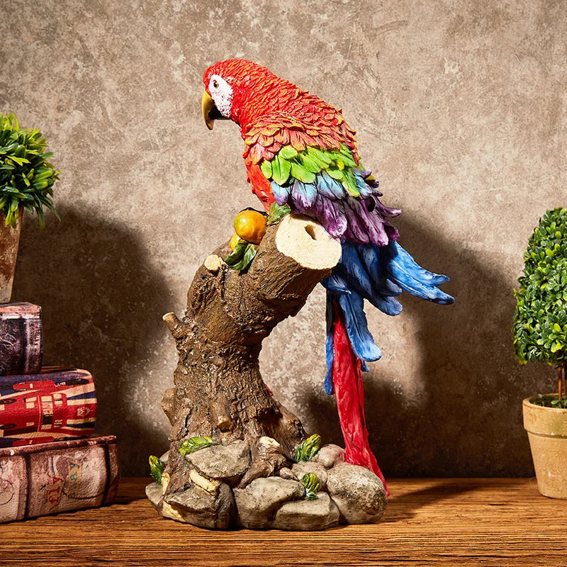 Afralia™ Vibrant Parrot Sculpture Home Decor Ornament Statuette