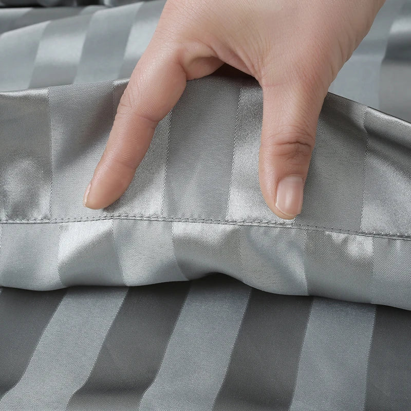 Afralia™ Luxury Satin Stripes Pillowcase | Soft Jacquard Pillow Cover for Queen & King Size