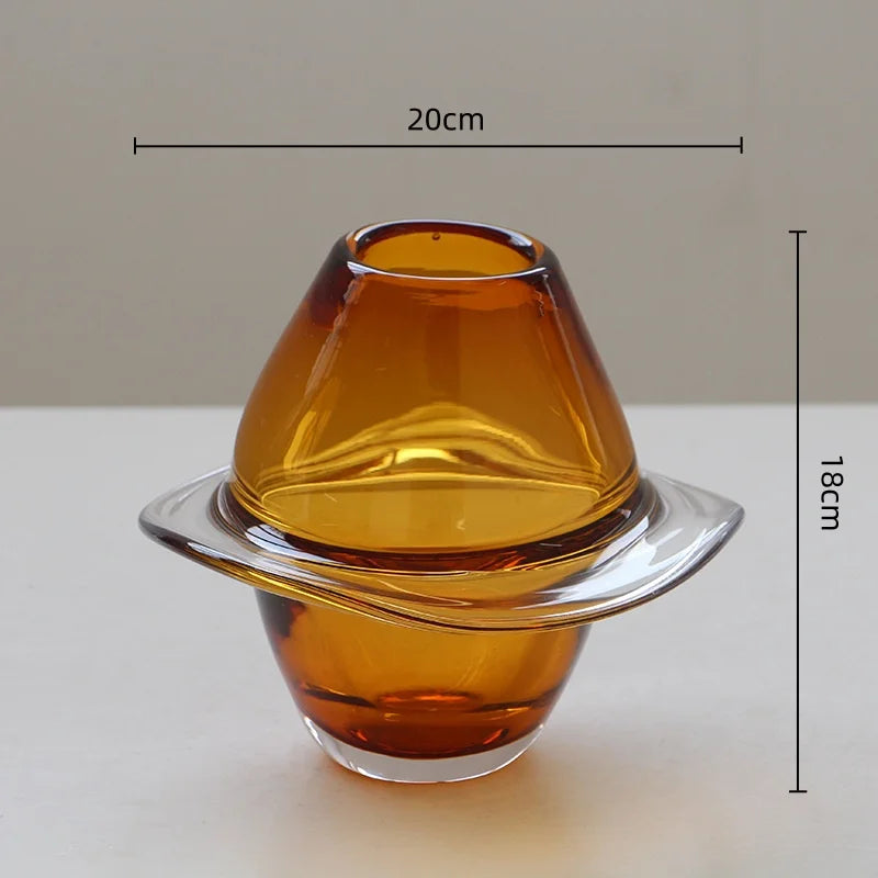 Afralia™ Thick Glass Flying Saucer Vase for Flowers, Hydroponics, Terrarium - Handcrafted Glass