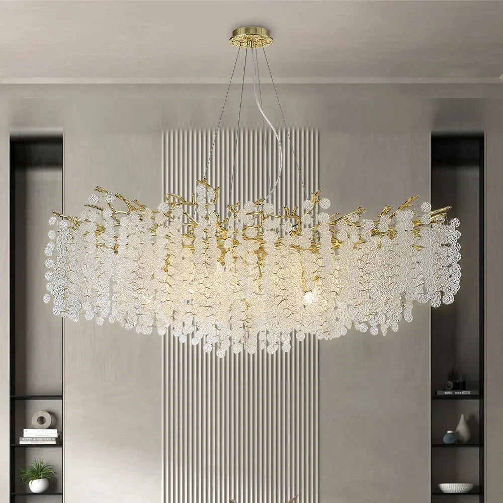 Afralia™ Golden Money Tree Crystal Chandelier for Elegant Home Décor
