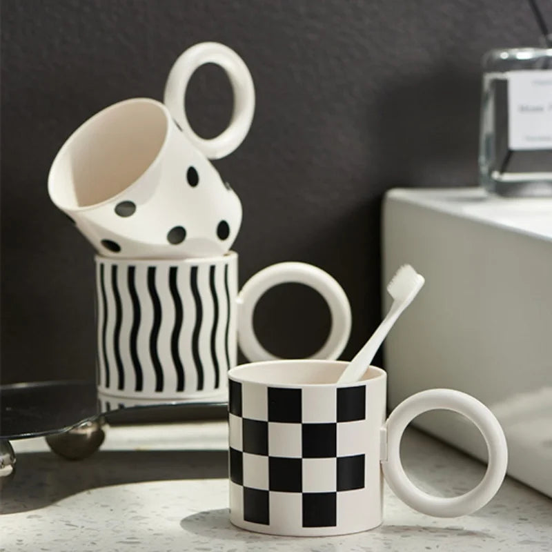 Afralia™ Korean Style Fatty Mug Splash Ink Plastic Cup Couple Coffee Tea Drinkware