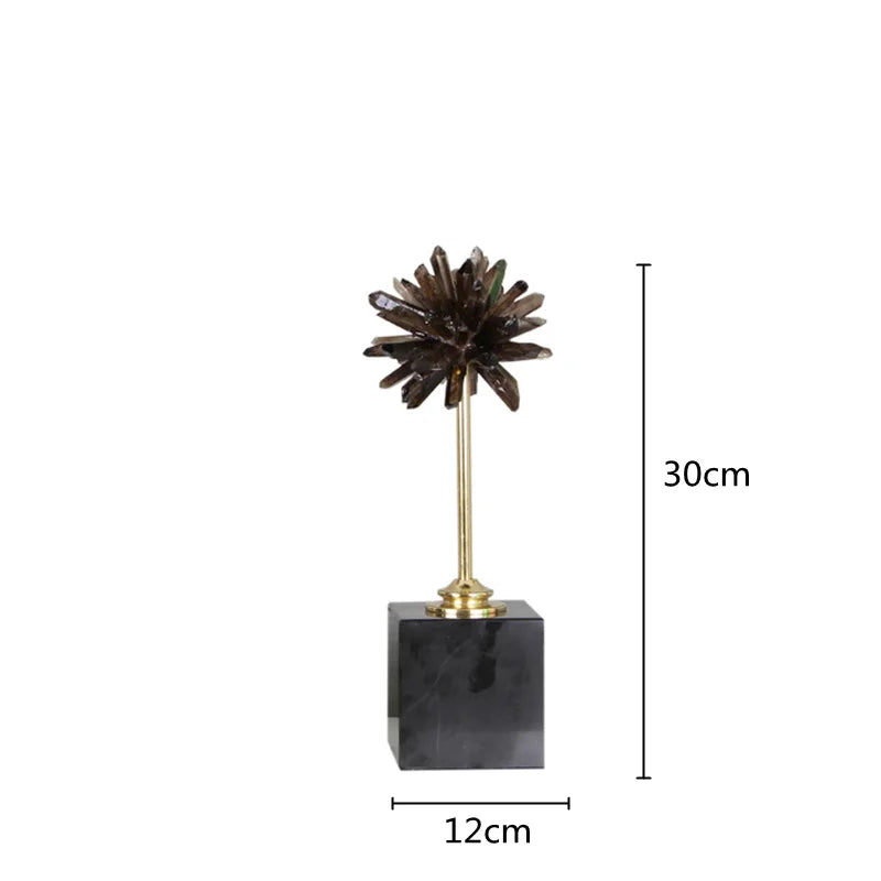 Afralia™ Crystal Handicraft Artificial Flower Metal Figurine Home Decor Accessory
