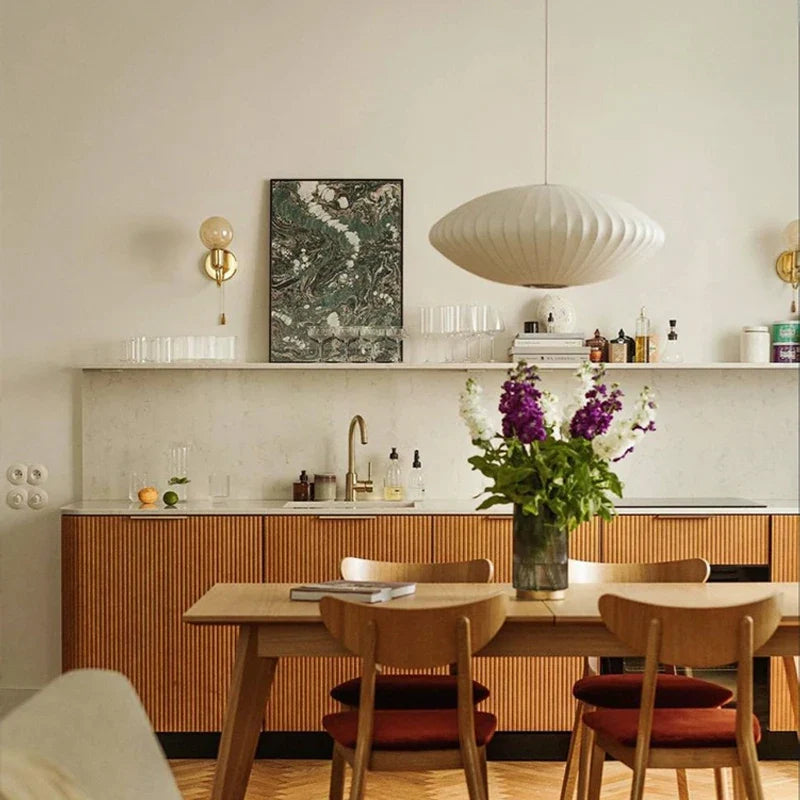 Afralia™ Silk Chandelier LED Pendant Lamp for Dining Room and Bedroom