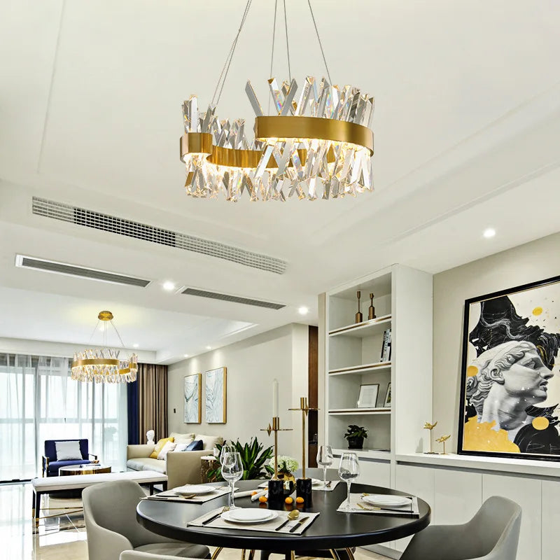 Afralia™ Gold Metal S Shape Lustre LED Pendant Lamp for Luxe Living & Dining Spaces