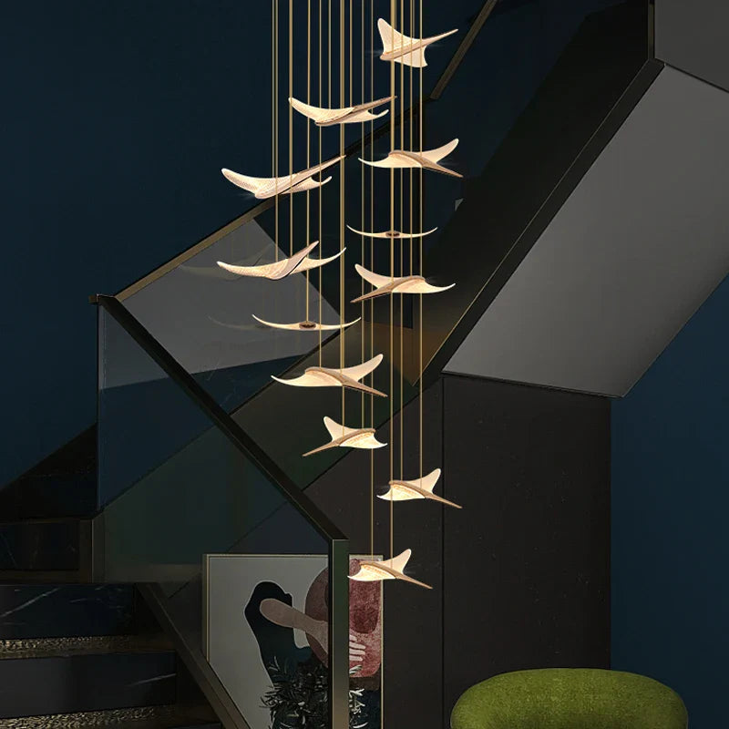 Afralia™ Seagull LED Chandelier: Modern Nordic Attic Stairwell Lamp for Living Room, Hall, Staircase