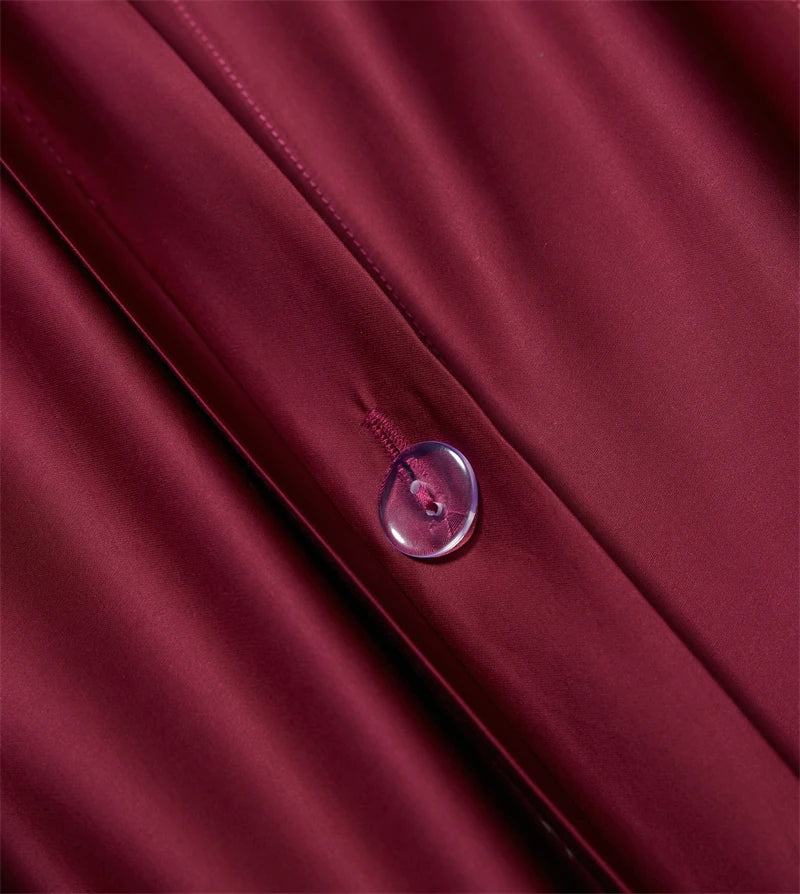 Afralia™ Burgundy Red Egyptian Cotton Bedding Set - Soft Silky Solid Color Luxe Duvet Cover, Sheet, Pillowcases
