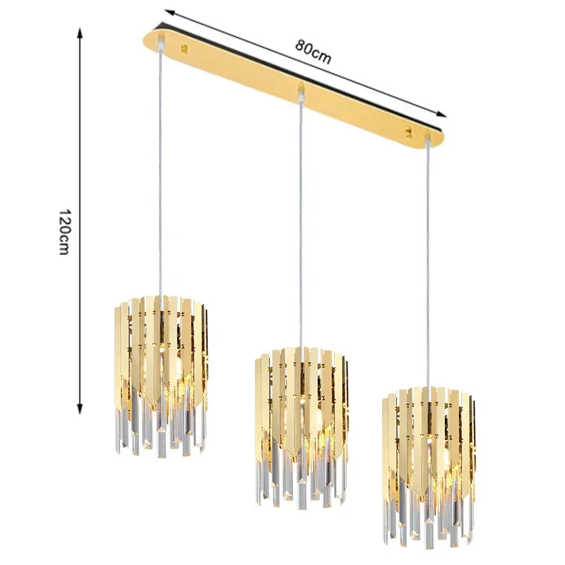 Afralia™ Gold K9 Crystal LED Chandelier for Living Room Kitchen Dining Bedroom
