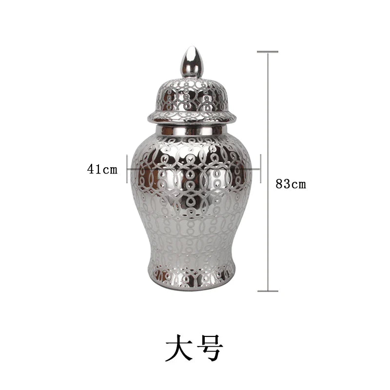 Afralia™ Golden Pattern Porcelain Ginger Jar Vase with Lid for Home Decor