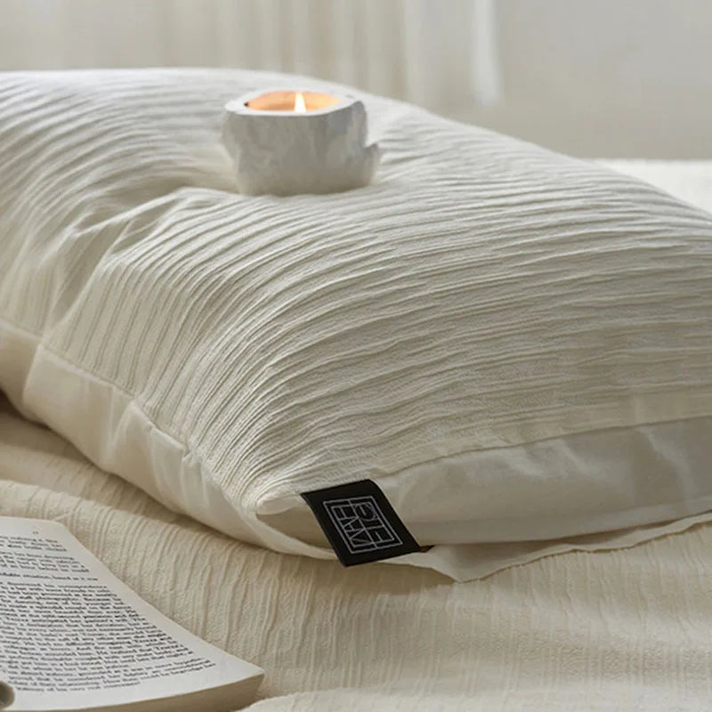 Afralia™ 100% Cotton Foam Yarn Bedding Set with Solid Color Jacquard Design