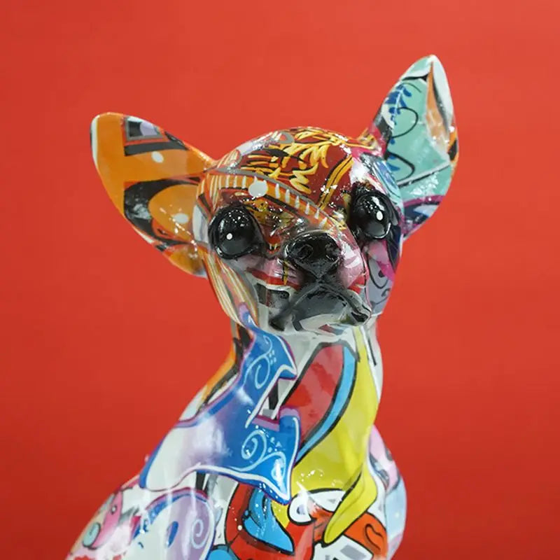 Afralia™ Chihuahua Dog Sculpture Resin Statue Pop Art Modern Home Decor