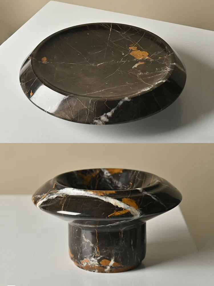 Afralia™ Marble Serving Tray & Fruit Bowl Set for Elegant Living Spaces