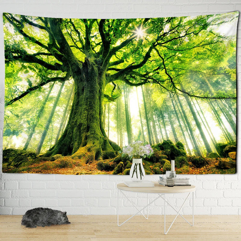 Afralia™ Forest Landscape Tapestry Wall Hanging for Boho Home Decor