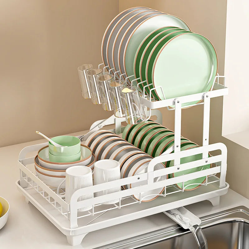 Afralia™ Kitchen Bowl Rack & Utensil Holder with Drainboard and Knife Slots