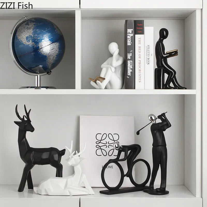 Afralia™ Ceramic Character Sculpture Bookends for Creative Library Decor