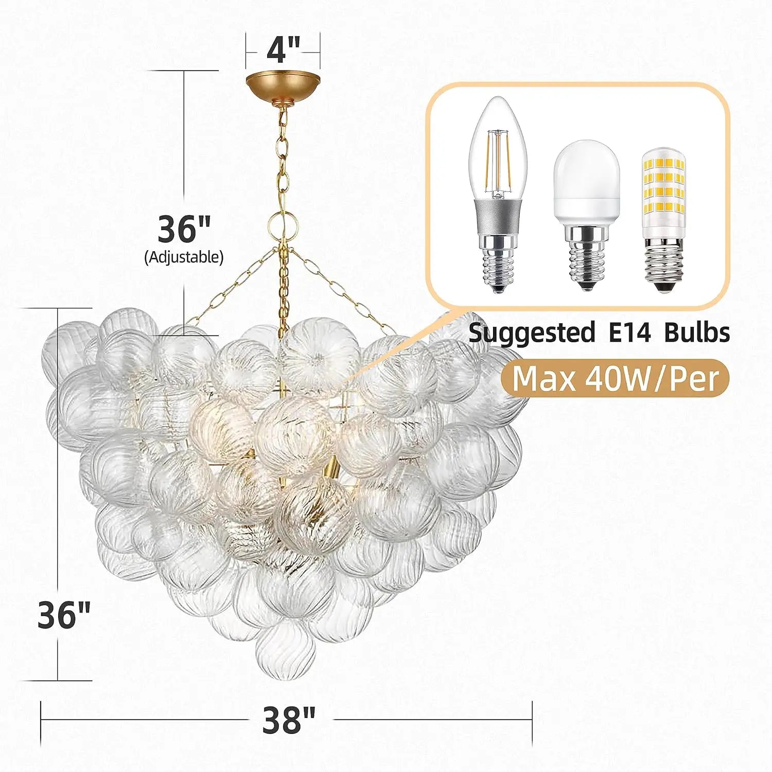 Afralia™ Nordic Bubble Ball Pendant LED Glass Kitchen Living Room Modern Lighting